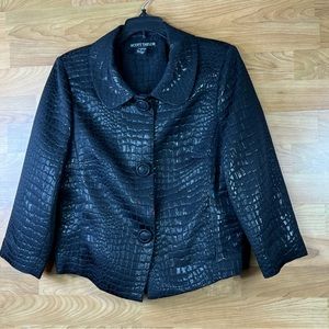 Vintage Scott Taylor Medium 3 Large Button Metallic Black Jacket w/Shoul…
